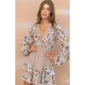 Blue B USA Floral, Backless Lace Dress, SZ LG